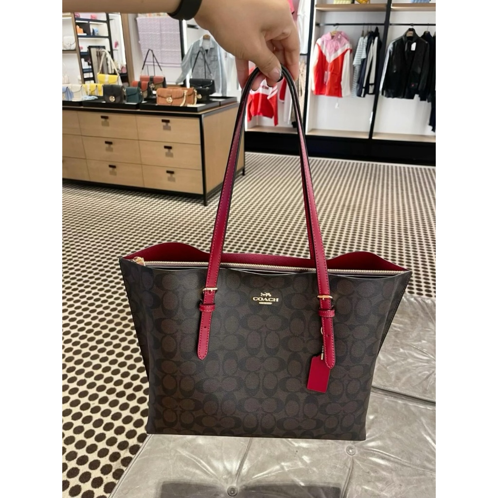COACH Mollie Tote In Signature Canvas ของแท้ กระเป๋าช้อปปิ้งและเดินทางขนาดใหญ่