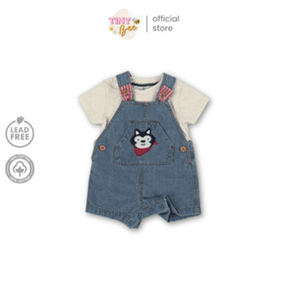 TinyBee เซ็ต 2 ชิ้น เอี๊ยมยีนส์และเสื้อยืดผ้าฝ้าย เอี๊ยมเด็ก…