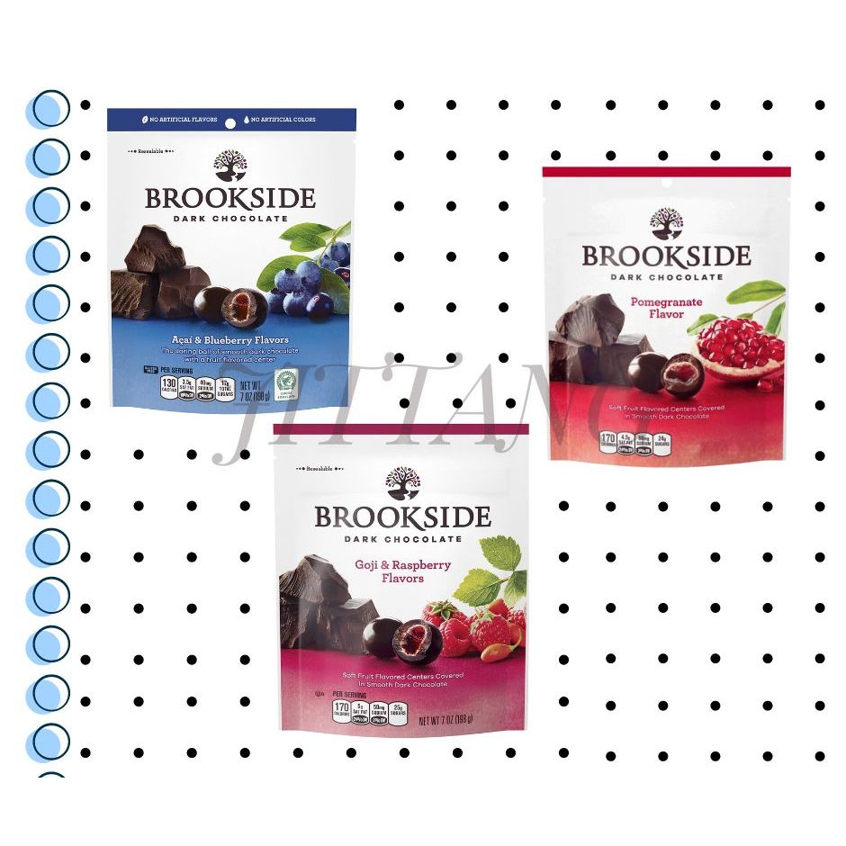 Brookside Dark Chocolate ช๊อคโกแลตดาร์กสอดไส้ผลไม้แท้ น้ำหนัก 198 g. product of USA มี 3 รสชาติ