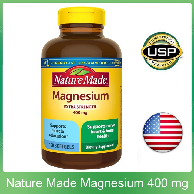 (Exp.08/2027)Nature Made Extra Strength Magnesium 400 mg., 180 Softgels ราคา ถูกที่สุด ดีลบีเคเค