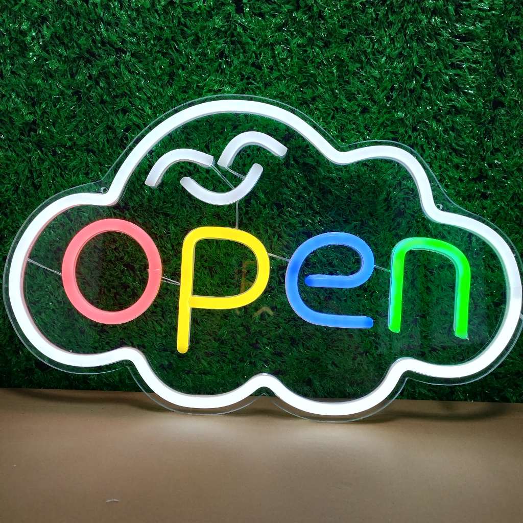 ป้ายไฟนีออน ป้ายไฟอะครีลิค ไฟ led "ป้ายไฟ OPEN"แบบเสียบปลั๊กไฟ ป้ายไฟตกเเต่ง เสียบUSB
