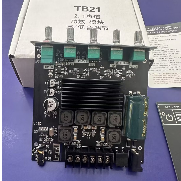 ZK TB21 32-pinชิปขนาดใหญ่5.0เครื่องขยายเสียงบลูทูธ2*50W เครื่องขยายเสียงซับวูฟเฟอร์สนับสนุน100W ชิป TPA3116D2 2.1ch ระบบ
