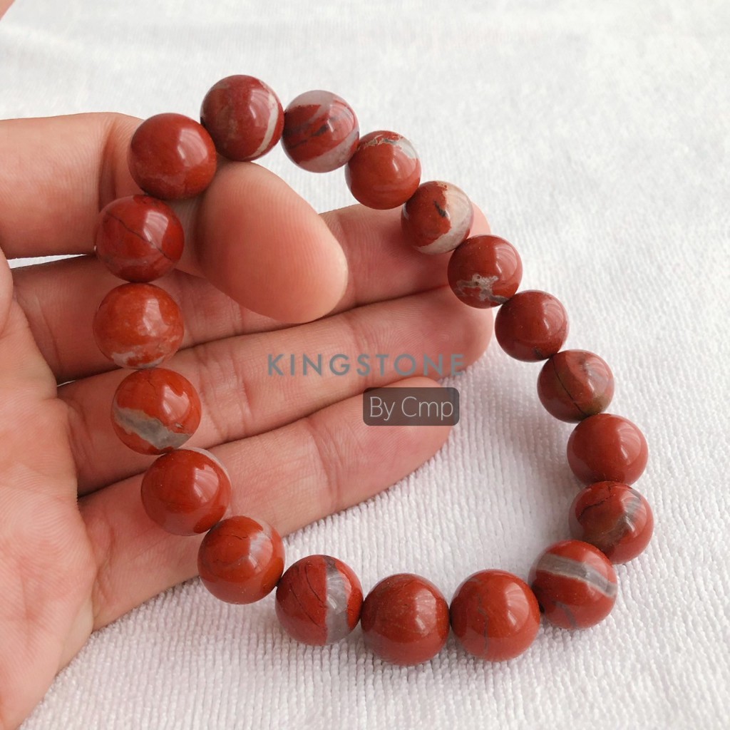 RED JASPER แจสเปอร์แดง เพิ่มพลังความกล้าหาญ กล้าคิด กล้าทำ 6 8 10 12 มม. สร้อยข้อมือหินแท้