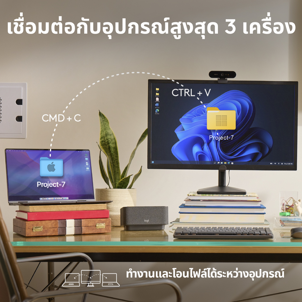 Logitech MX Keys S Advanced Wireless + MX Anywhere 3S Compact Wireless Mouse (คีย์บอร์ด&เมาส์)