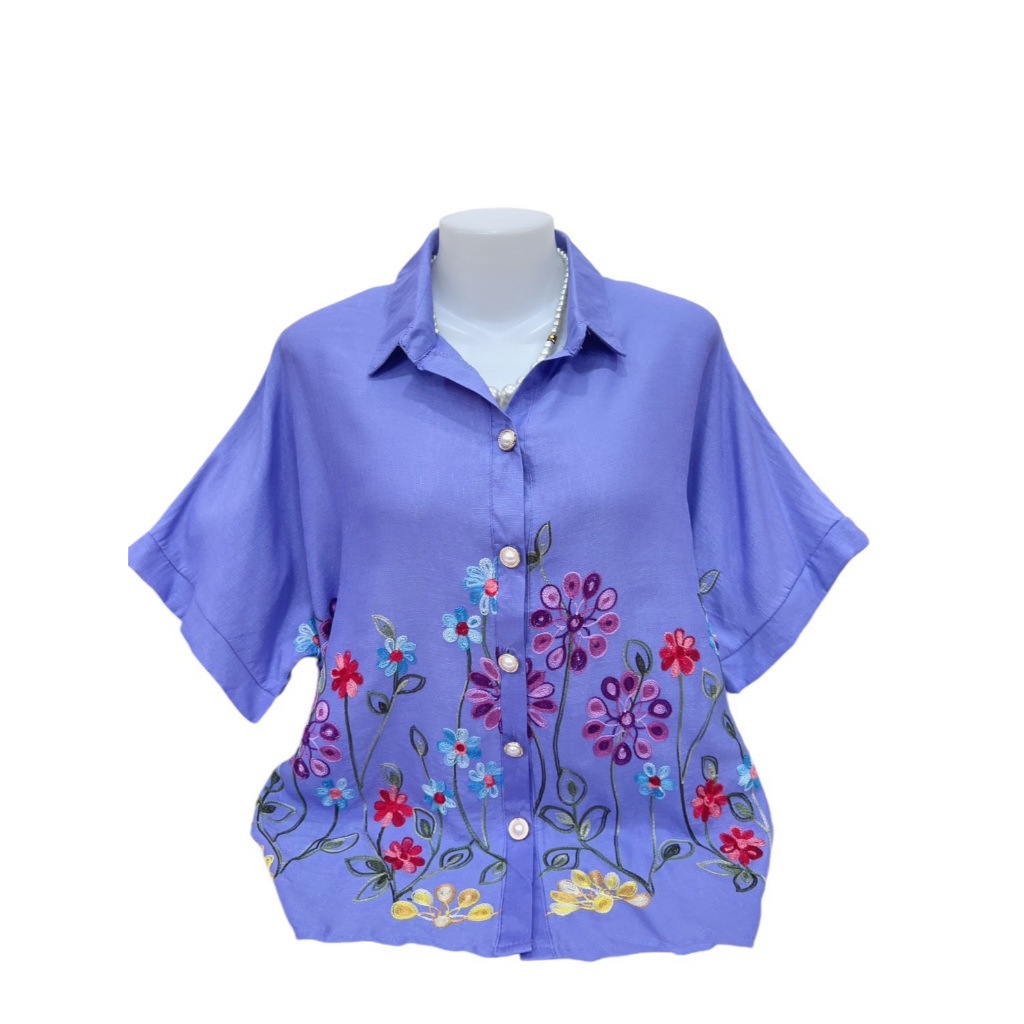 เสื้อลูกไม้ เสื้อผ้าลินินผสมคอปก เสื้อเชิ๊ต รอบอก38-42/44-46/48-52นิ้วฟรีไซส์ เสื้อใส่งานบุญ