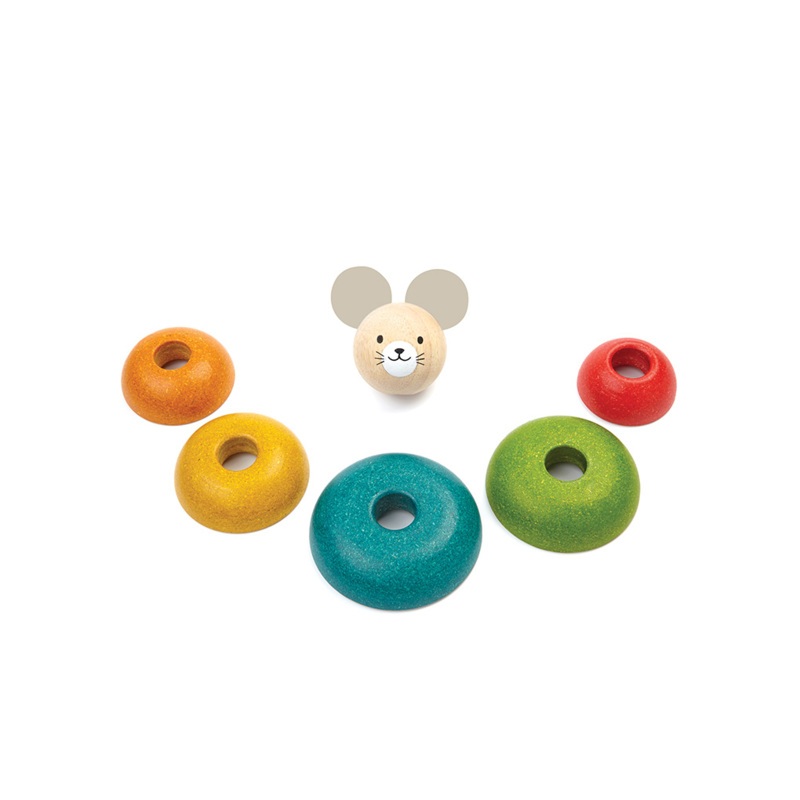 PlanToys حلقات تكديس خشبية على شكل فأر — صورة 4