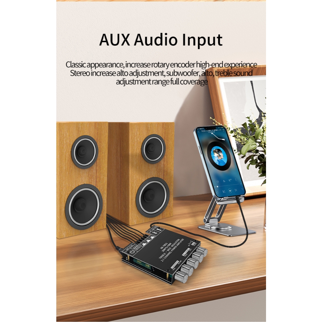 ZK-TB21บอร์ดเครื่องขยายเสียงบลูทูธ5.0 50W * 2 + 100W 2.1ช่องสัญญาณเสียงสเตอริโอ AMPLI BASS เครื่องขยายเสียง TPA3116D2