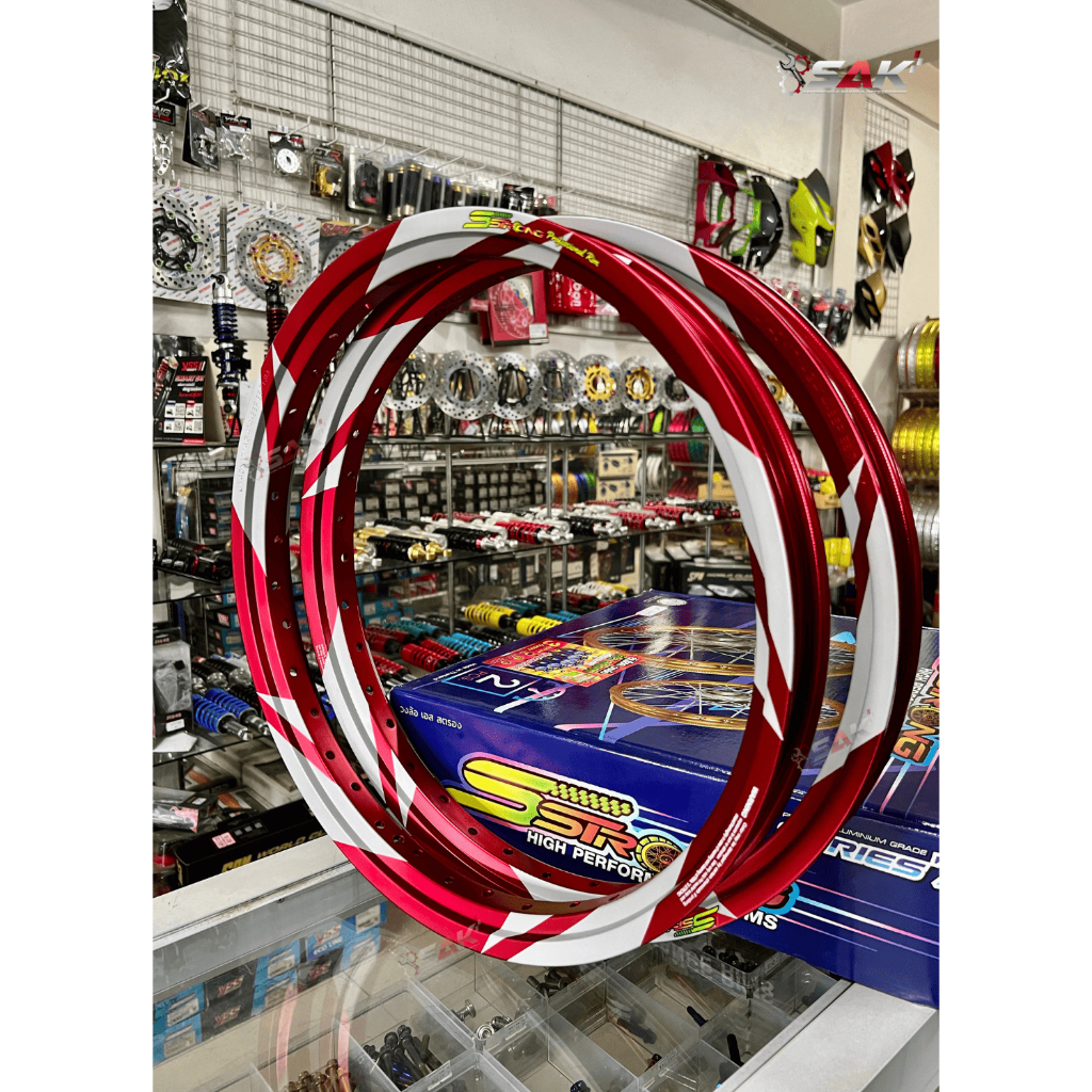 ขอบล้อ/ วงล้อลายสายฟ้า เอสสตอง Sstrong แดง 1.4-17