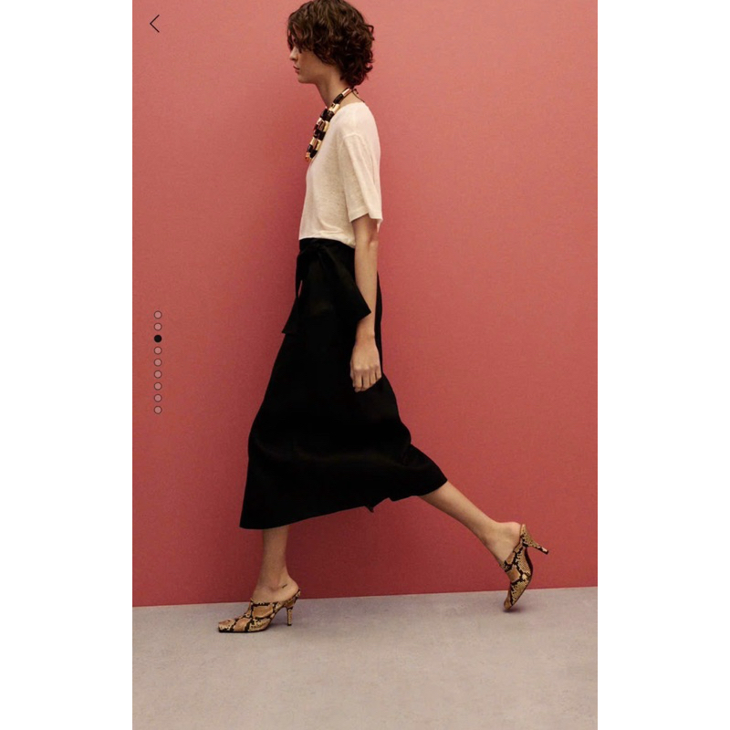 MNG Skirt กระโปรงสีดำ เอวสูง เอวยืด ผ้าลินิน+คอตตอน