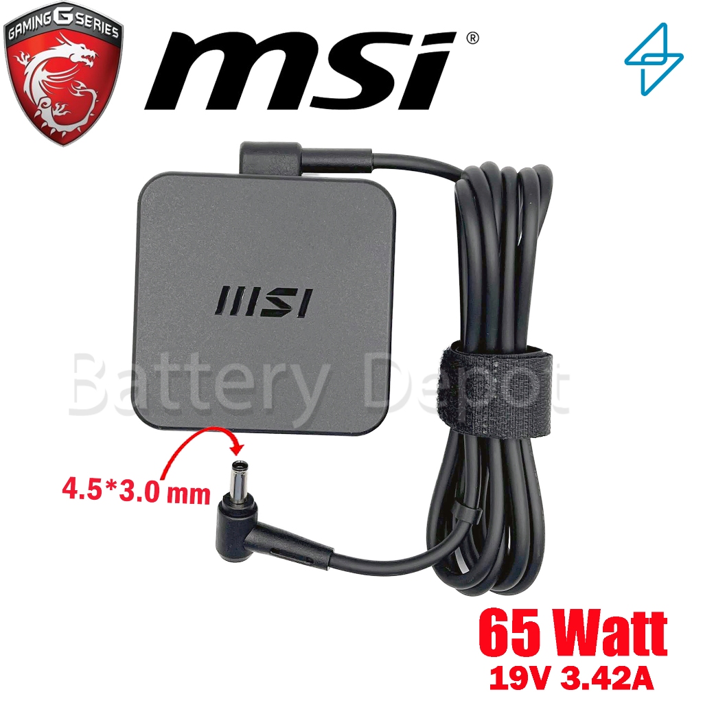 MSI Adapter ของแท้ 65W 19V 3.42A หัว Jack ขนาด 4.5*3.0mm สายชาร์จ MSI อะแดปเตอร์
