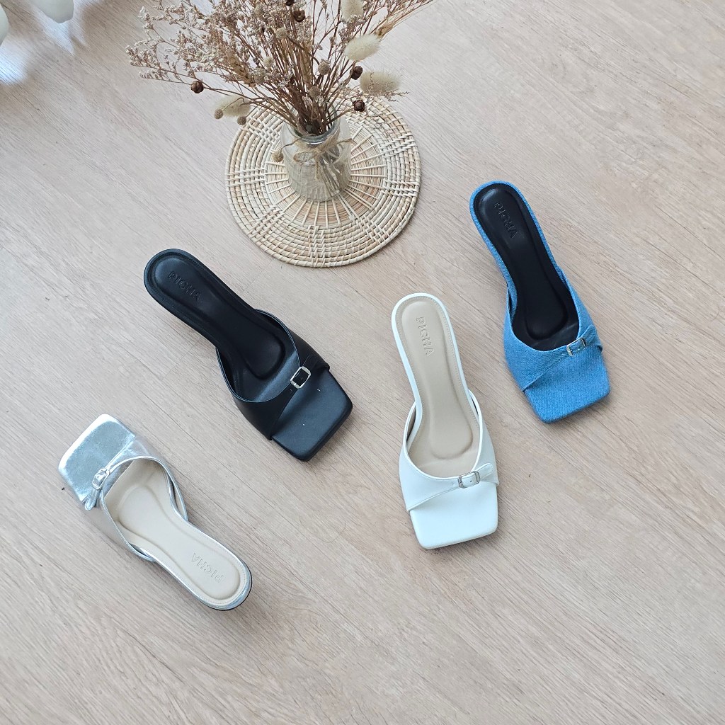 📏 รุ่น Belt 📏รองเท้าส้นสูงผู้หญิงแฟชั่น ส้นหนา ส้นตึก เข็มขัดน่ารัก ปรับสายได้ สูง 1.5 นิ้ว กันลื่น 