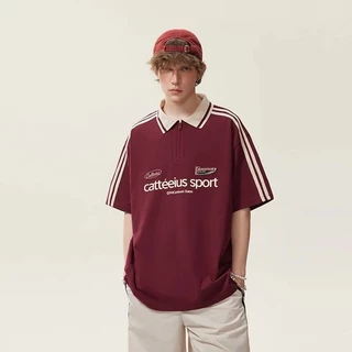 🔥พร้อมส่ง🔥เสื้อยืดโปโล Polo shirt คอปก ทรงหลวม ผู้ชาย ใส่สบาย