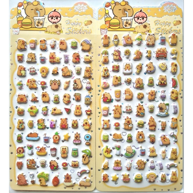 สติ๊กเกอร์ 3D น่ารัก คาปิบารา สัตว์ ไดโนเสาร์ สำหรับเด็กชาย หญิง ของเล่นเสริมทักษะการเรียนรู้สำหรับเด็ก อุปกรณ์การศึกษา
