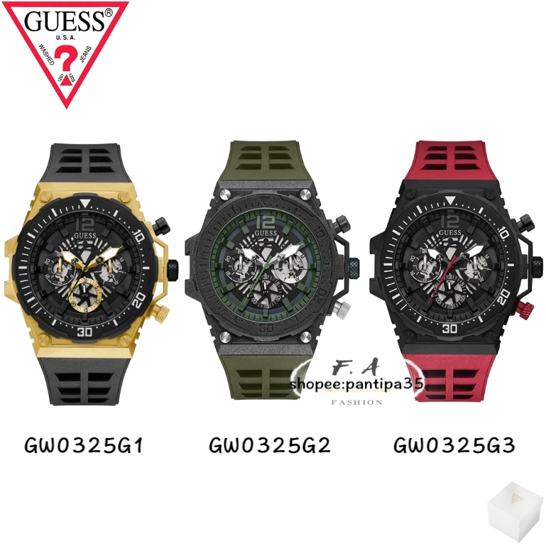 F.A GUESS นาฬิกาข้อมือผู้ชายสีดำ-ทองมัลติฟังก์ชันค่ะ สไตล์ที่ห้าวหาญและกระฉับกระเฉง GW0325G1 GW0325G