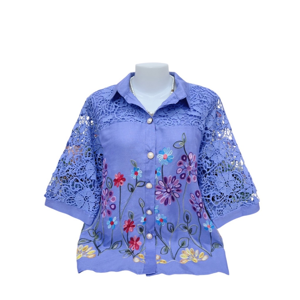 คอปกกระดุมหน้าผ้าลินินผสมผ้าฝ้าย รอบอก 42-46-52 เป็นงานฟรีไซส์ ใส่ได้ตั้งแต่ 38-40-42-44-48-50