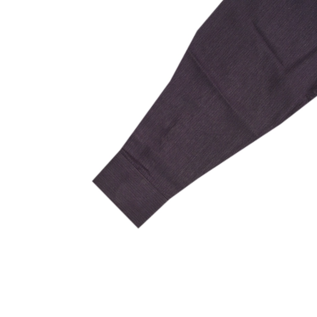 Hazard เสื้อเชิ้ตทำงานคอจีนแขนยาวลายทาง ผ้า Micro Filament(ไมโครฟิลาเมนท์) สีม่วงเข้มสุด - รูปที่ 3