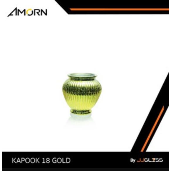 JJGLASS - ( AMORN )  KAPOOK 18 GOLD  -  แจกันแก้ว  แฮนด์เมด สำหรับตกแต่งบ้าน