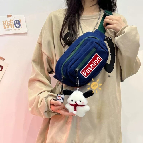 Fashion กระเป๋าคาดอก คาดเอว มี 2 ช่อง ลาย Fashion จุของได้เยอะ พร้อมส่งในไทย B-018