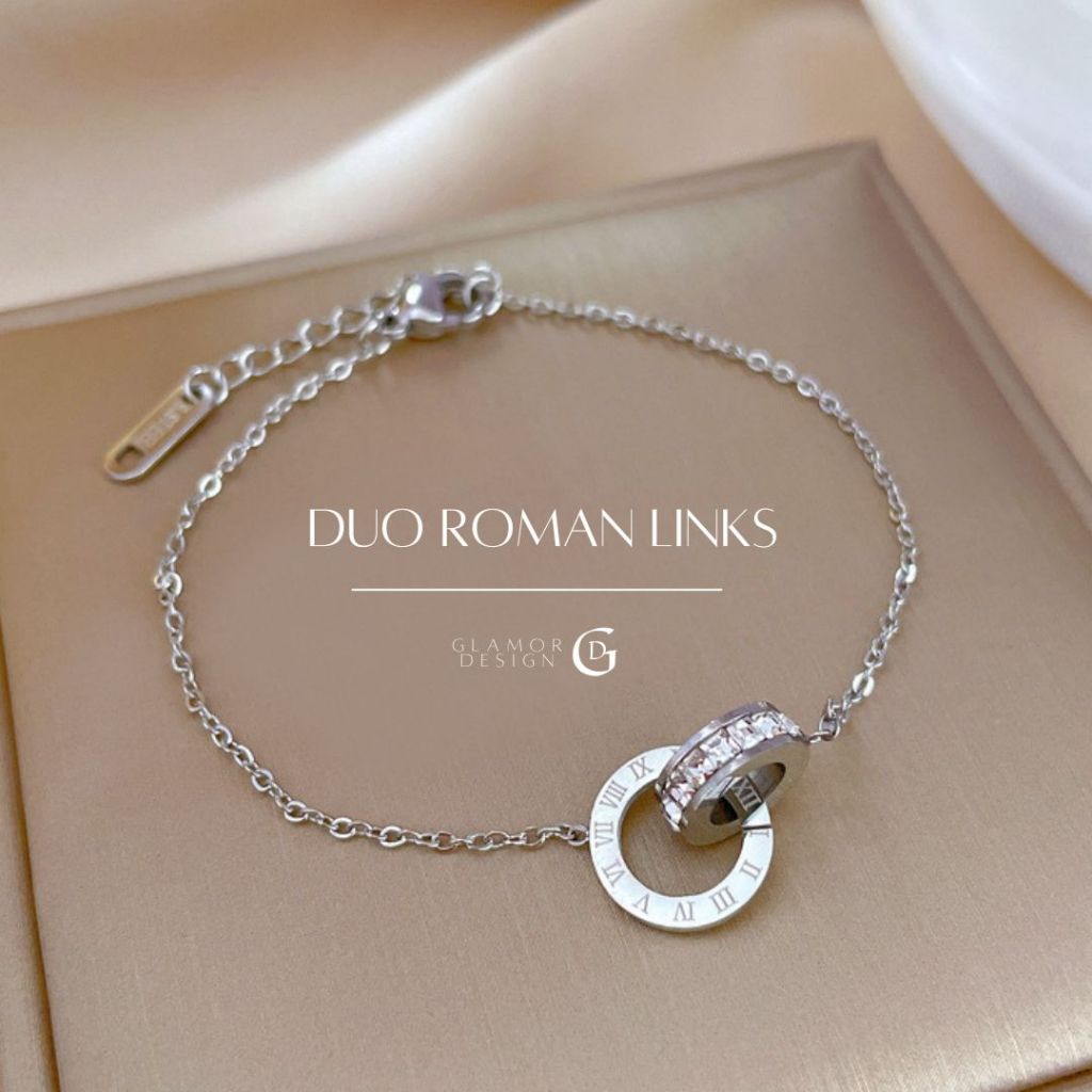 GLAMOR✨กําไลสายมู Duo Roman Links กําไลนําโชค กําไลสวยๆ กำไลเพชร สร้อยข้อมือเพชร กําไลเงิน ข้อมือ
