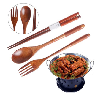 ชุดช้อน ส้อม ตะเกียบไม้ แบบพกพา สไตล์ญี่ปุ่นไม้ช้อนซุป-กาแฟน…