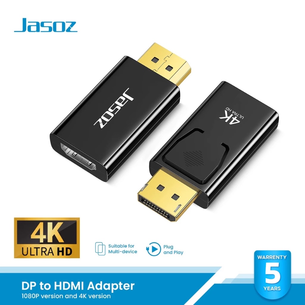 ⚡ส่งจาก กทม⚡Jasoz DP to HDMI Adapter รองรับ 1080P/4K Ultra HD