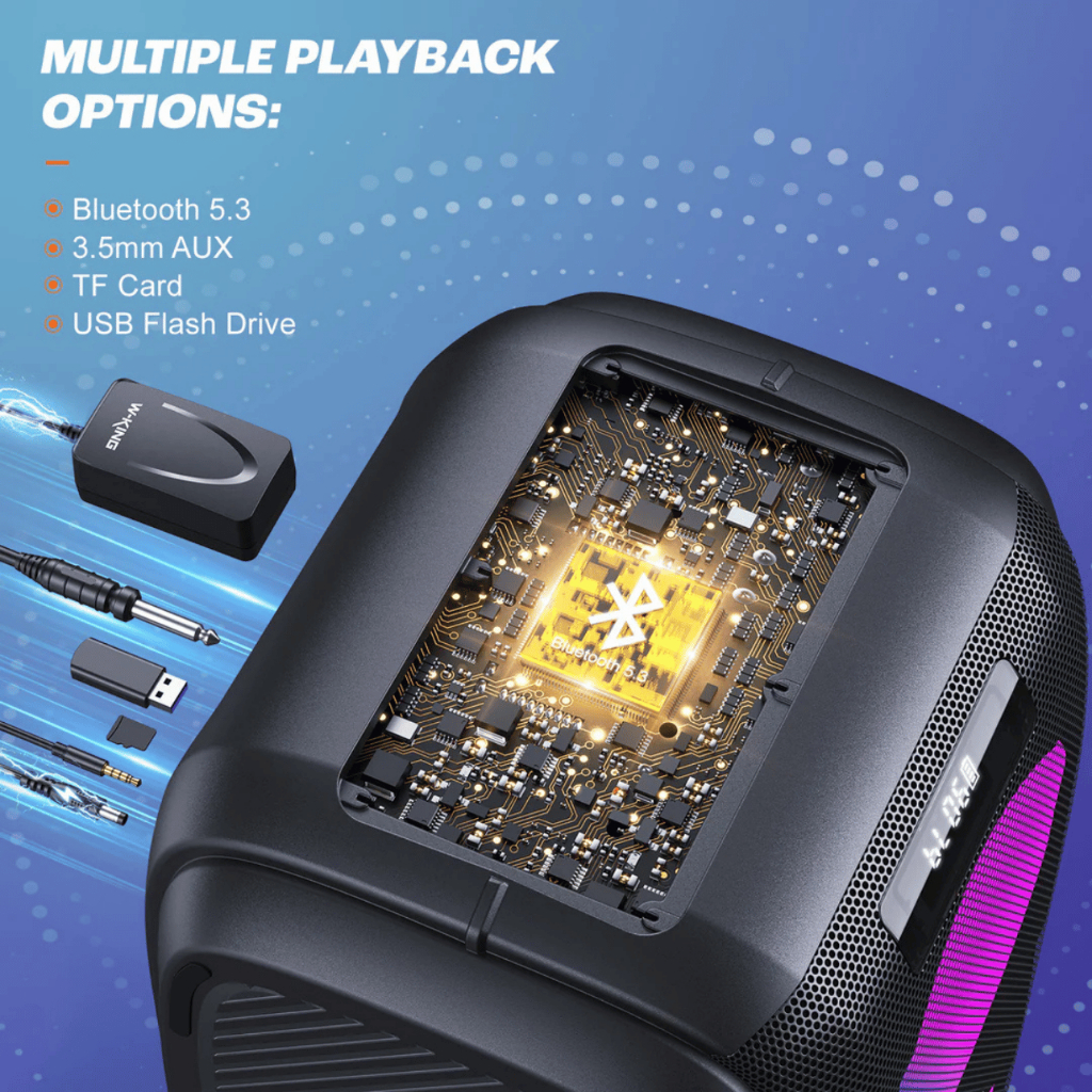 W-KING T9 PRO Party Speaker ลำโพงบลูทูธ 120W ไฟ LED แบตเตอรี่ในตัว พร้อม ไมค์ลอย 2 ตัว เบสหนัก