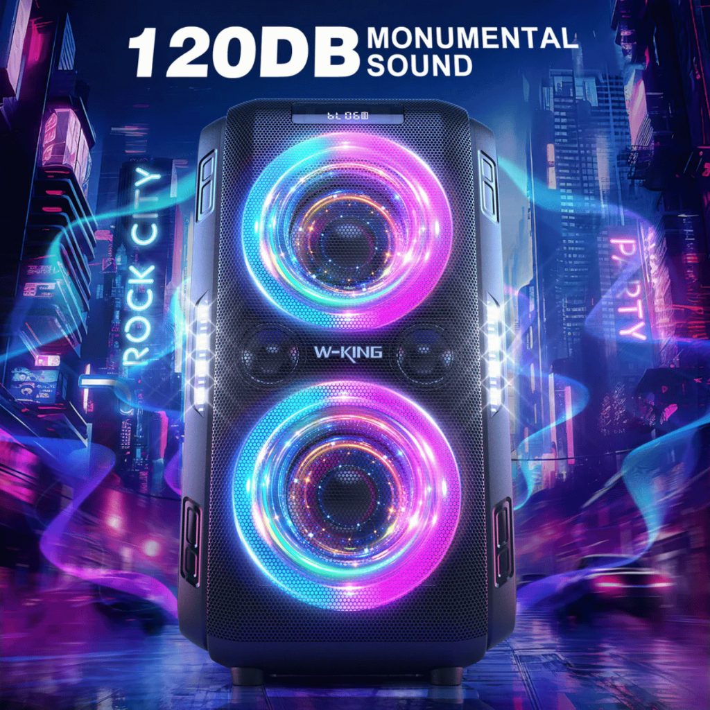 W-KING T9 PRO Party Speaker ลำโพงบลูทูธ 120W ไฟ LED แบตเตอรี่ในตัว พร้อม ไมค์ลอย 2 ตัว เบสหนัก