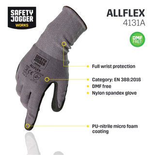 [ลิขสิทธิ์แท้] ถุงมือกันบาด Safety Jogger รุ่น ALLFLEX