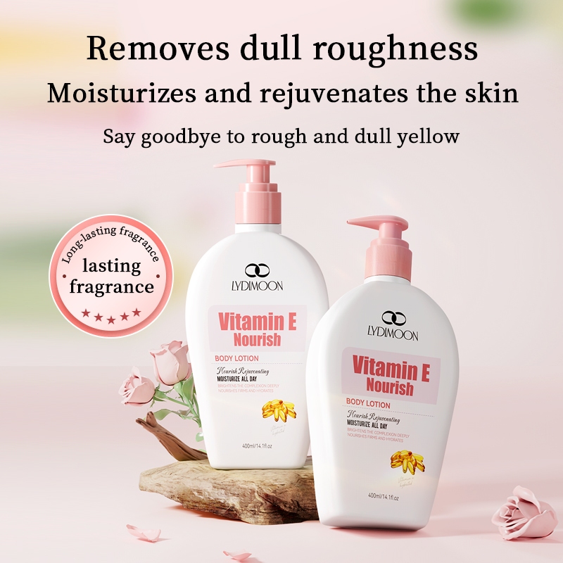 LYDIMOON Vitamin E Whitening Body Lotion โลชั่นผิวขาว ครีมทาผิว 400ML ผิวขาวกระจ่างใส บำรุงผิวล้ำลึก สปอตเลส เนียนนุ่ม