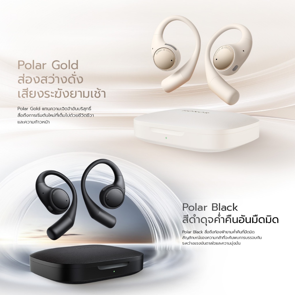 [New] HONOR Earbuds Open หูฟังไร้สาย | Bluetooth 5.2 | ใช้งานต่อเนื่องสูงสุด 22ชม. | น้ำหนักเบา 7.9 กรัม