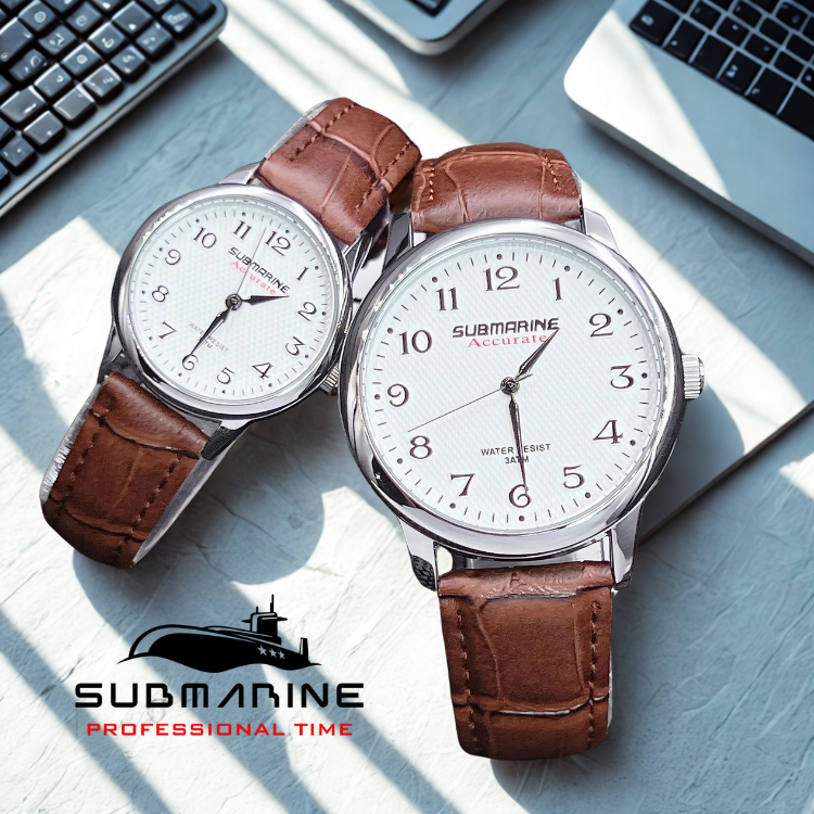 นาฬิกาข้อมือ Submarine สายหนังกันน้ำ ขนาด 40/26 mm นาฬิกาที่มีดีไซน์เรียบง่ายแต่หรูหรา