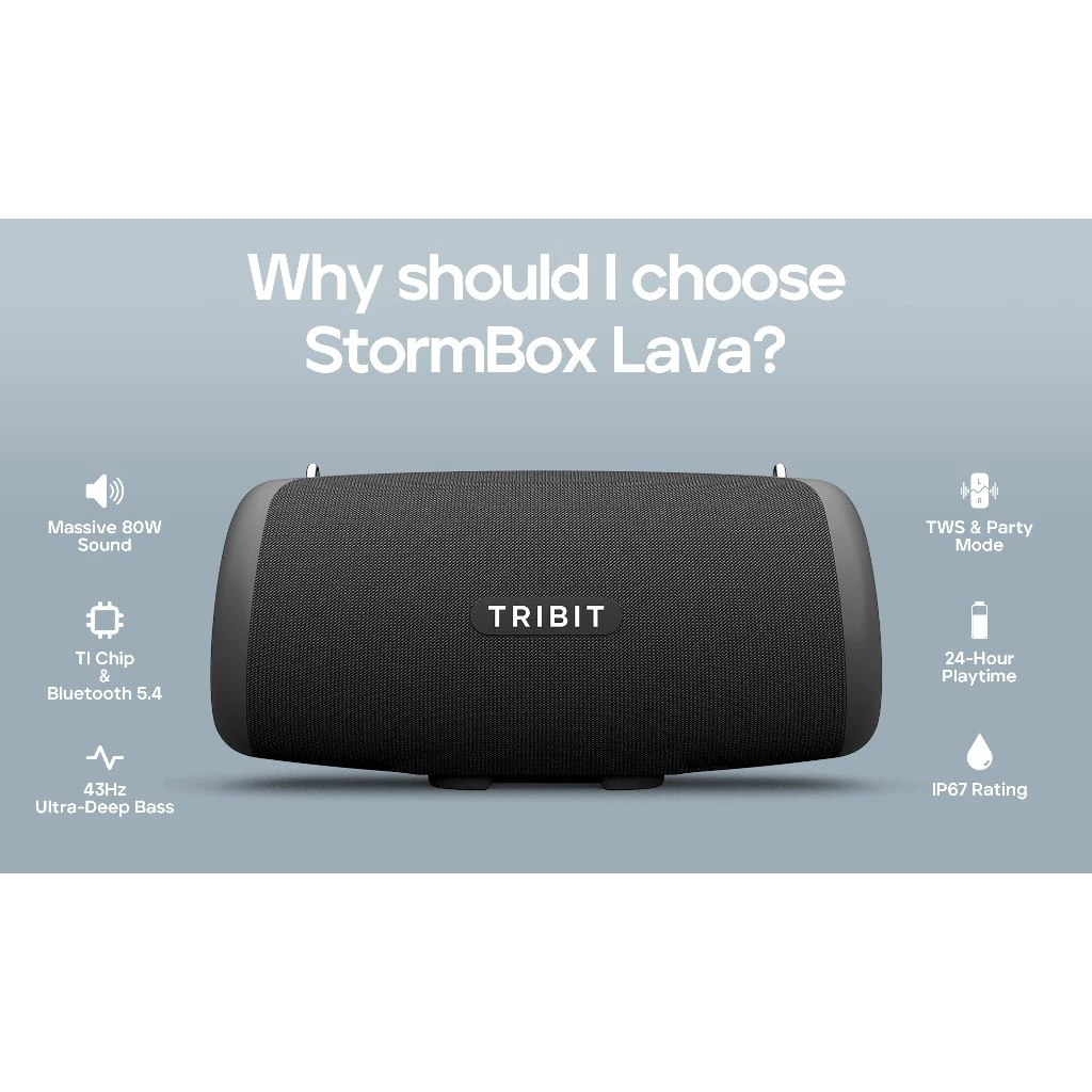[ประกันศูนย์ไทย] Tribit Stormbox Lava  80วัตต์ IP67 ลำโพงบลูทูธ Bluetooth 5.4  speaker thumbnail 4