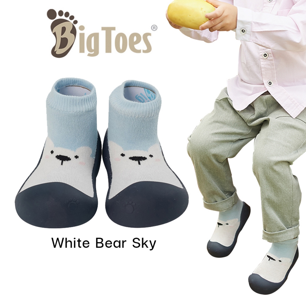 (ซื้อ 2 ฟรี 1) รองเท้าหัดเดิน Bigtoes ลาย White Bear Sky รองเท้าเด็ก