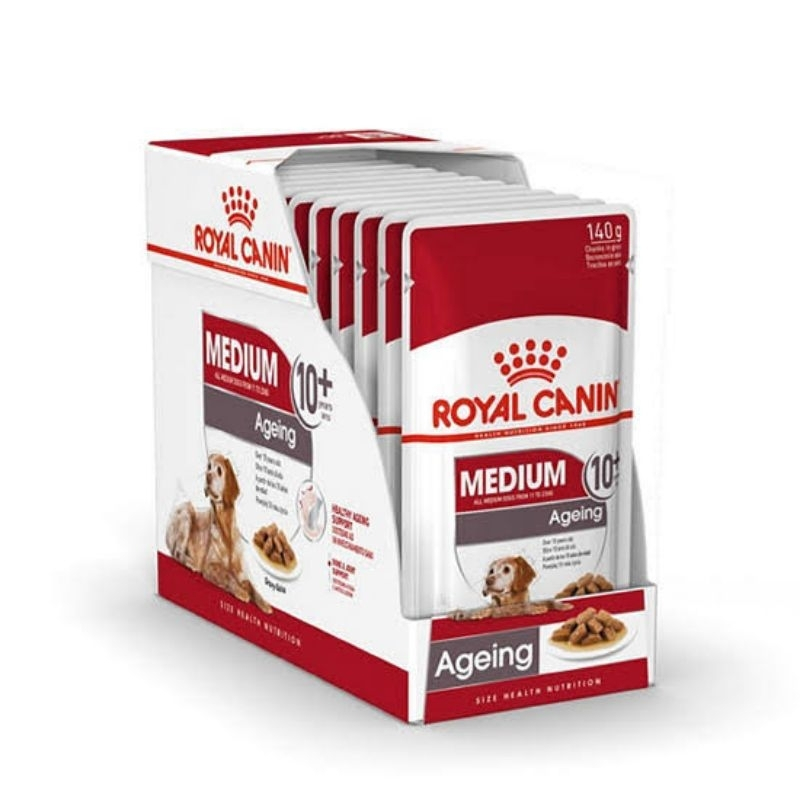 Royal Canin Medium Ageing 10+ Pouch Gravy บรรจุ10ซอง อาหารเปียกสุนัขสูงวัยพันธุ์กลางอายุ 10 ปีขึ้นไป