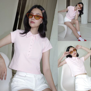 (ไม่ผลิตเพิ่ม)BEMYCHIC เสื้อโปโลทรง baby tee รุ่น hally top