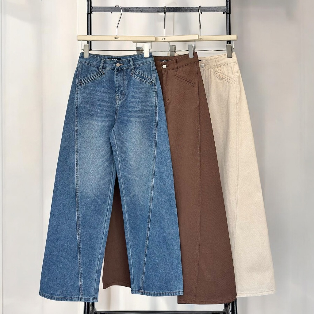 Atipashop - SEAMMY JEANS กางเกงยีนส์ ทรงกระบอกกลาง