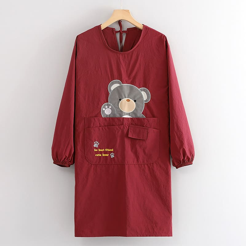 ผ้ากันเปื้อน เสื้อกันเปื้อน พร้อมส่งในไทยราคาถูกคุณภาพดี กันน้ำได้ คนอ้วนใส่ได้ กันเปื้อนสวยๆน่ารัก แบบแขนยาวน่ารักหลายส - รูปที่ 6