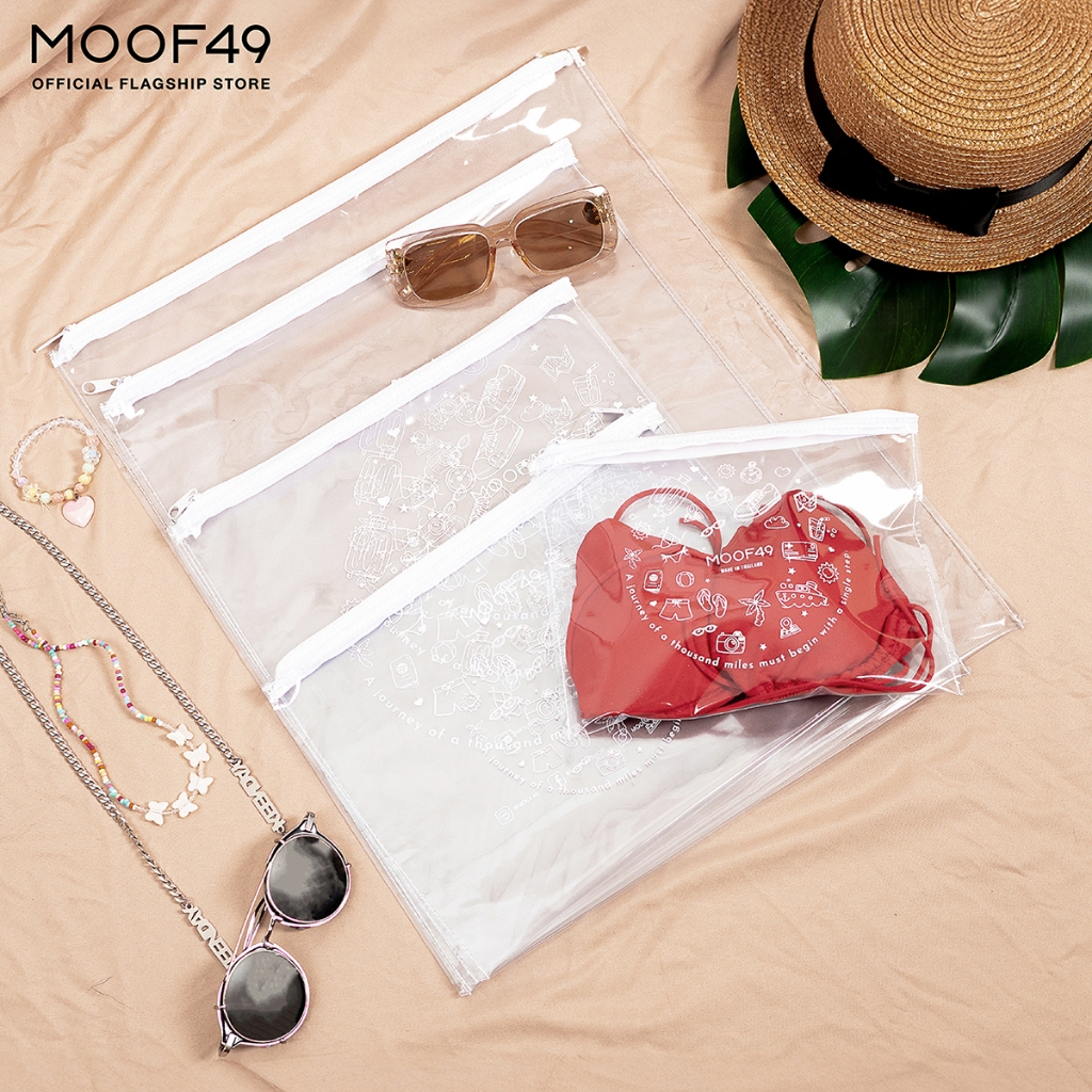 MOOF49 Zipper Clear Bag ถุงใสมีซิปเอนกประสงค์ ซองพลาสติกใสแบบมีซิป