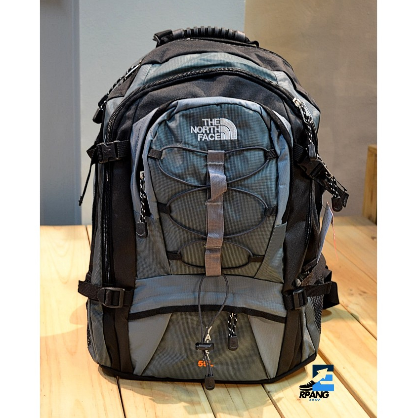 กระเป๋าเป้ กระเป๋า"TNF"สะพายหลังใส่สัมภาระ สีเทาคาดดำขนาด 55L สินค้ามีพร้อมส่ง