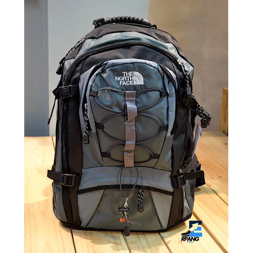 กระเป๋าเป้ กระเป๋า"TNF"สะพายหลังใส่สัมภาระ สีเทาคาดดำขนาด 55L สินค้ามีพร้อมส่ง