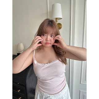 ivy tank top สายเดี่ยวสาวอวบ ดีเทลลูกไม้ - clarine_bkk
