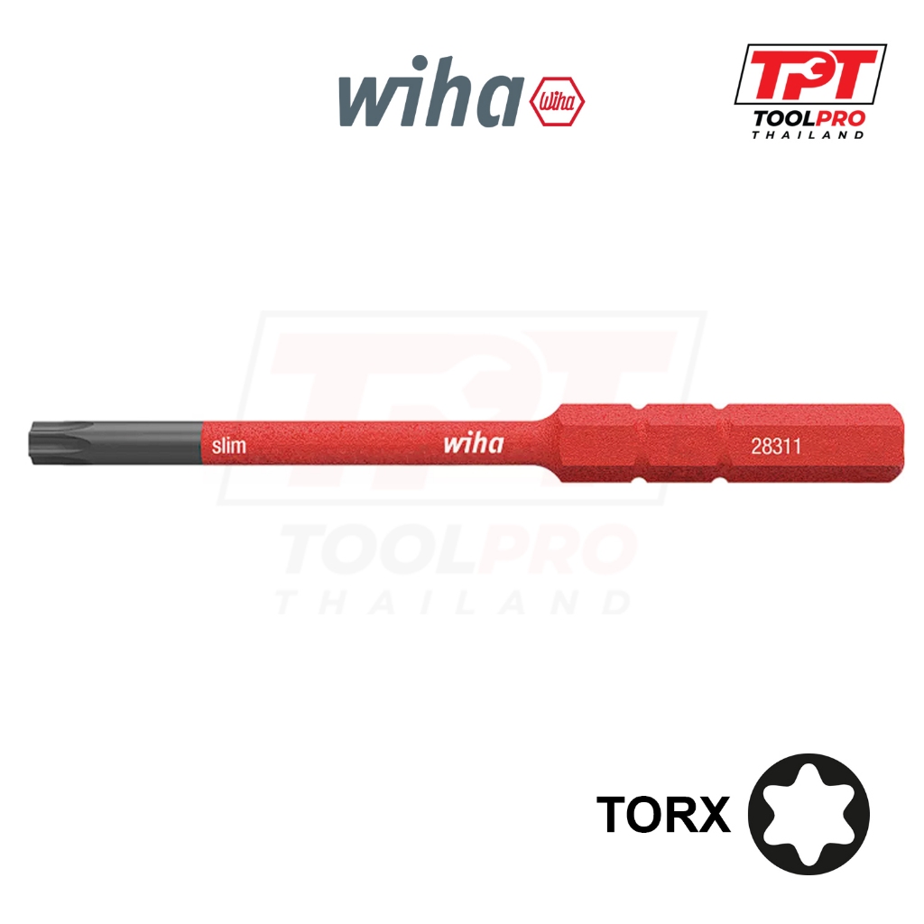 Wiha ดอกไขควง ทอร์กซ์ slimBit electric bit VDE, TORX (T6 - T25)