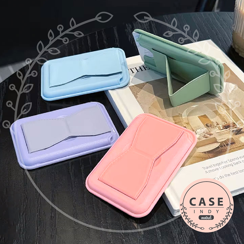 กระเป๋าหนังใส่บัตรแบบกาวติดเคสโทรศัพท์ ซองหนังใส่การ์ด ตั้งได้ PU ใส่บัตรได้ 3 ใบ ใช้เป็นกระเป๋าเงินได้ ราคา ถูกที่สุด ดีลบีเคเค แกลเลอรีภาพที่ 4