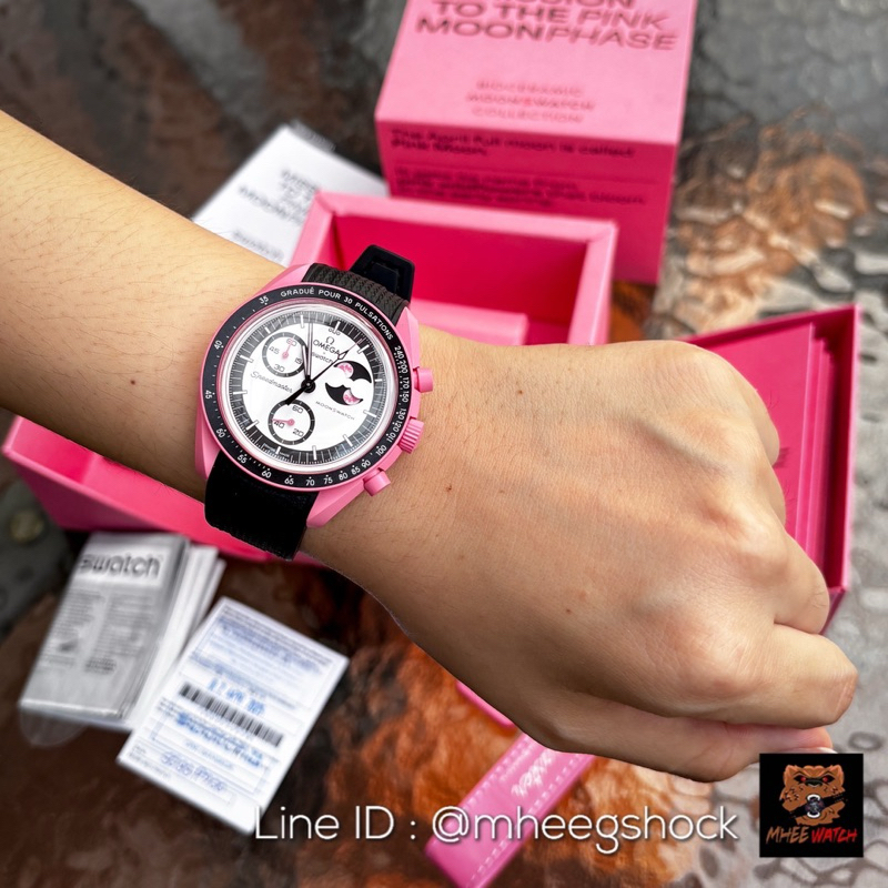 สวอทX โอเมก้า Limited Pink MoonPhase ลิมิเต็ดที่มีขายเพียง15วันเท่านั้น หายากมากทางร้านฟรีสายPremium Rubberฟรีด้วย1เส้น