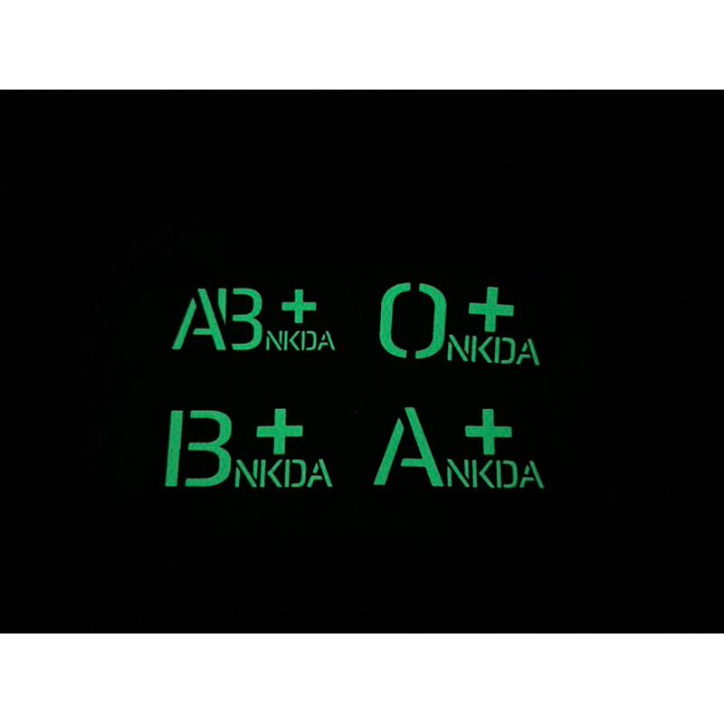 กรุ๊ปเลือดเรืองแสง (NKDA) ขนาด 3*5 cm ผ้าดำกันน้ำ