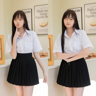 เสื้อนักศึกษาทรงบอยมีกระเป๋า (Oversize) เสื้อนักศึกษา Sz.s36-56