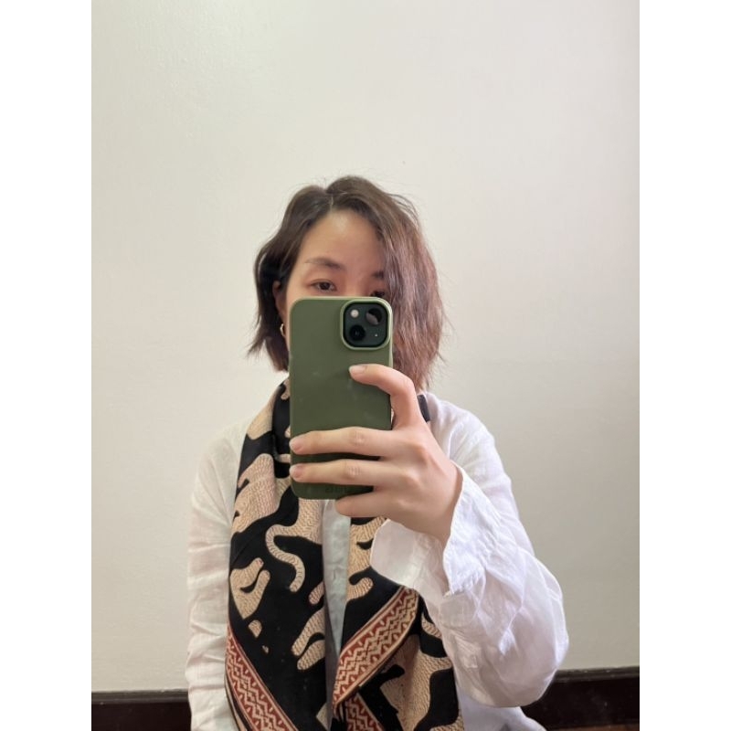 ผ้าพันคอ ผ้าพิมพ์บล็อคไม้ Hand Block Premium Fabric ขนาด 100×100 cm.