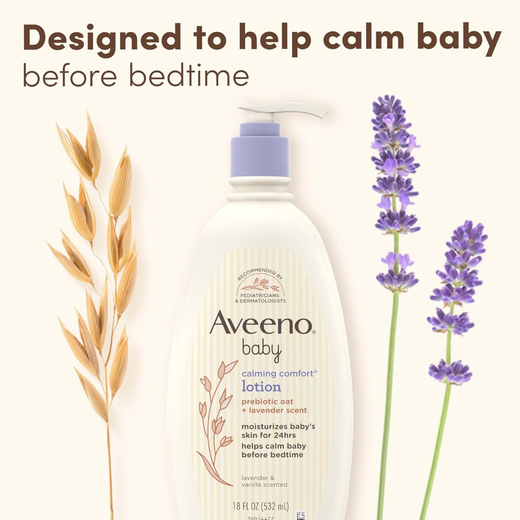 🇺🇸ของแท้💯โลชั่นบำรุงผิว Aveeno Baby Calming Comfort กลิ่นลาเวนเดอร์และวานิลลาผ่อนคลาย โลชั่นสำหรับเด็ก