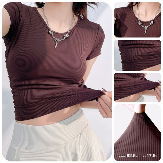 ArayaLady เสื้อครอปแขนสั้น เสื้อออกกำลังกายแขนสั้น จั๊มเอว ทรงสวยใส่สบาย AT-JYTD001 - รูปที่ 6