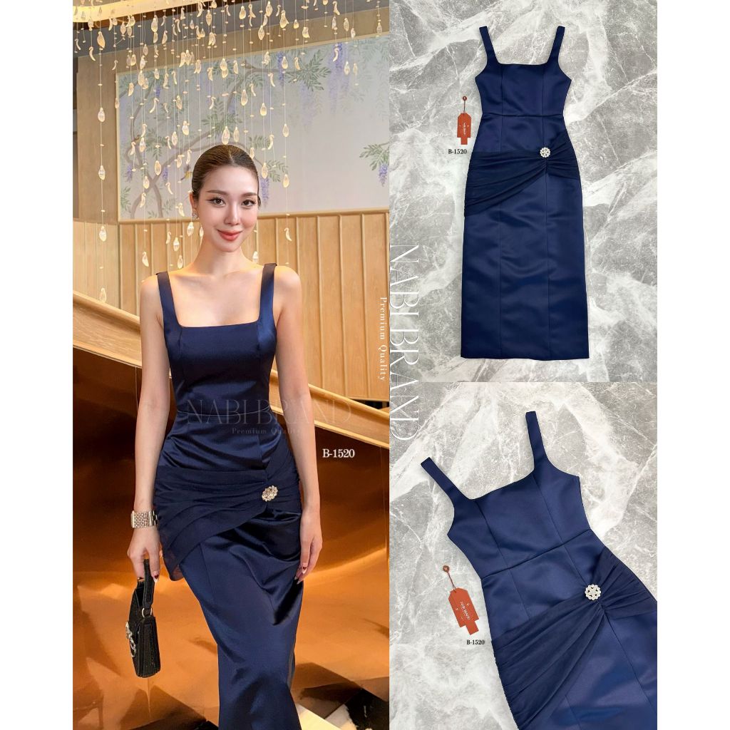 NABI BRAND B-1520 ชุดเดรสสีกรมทรงเรียบหรูดูแพง ออกงาน